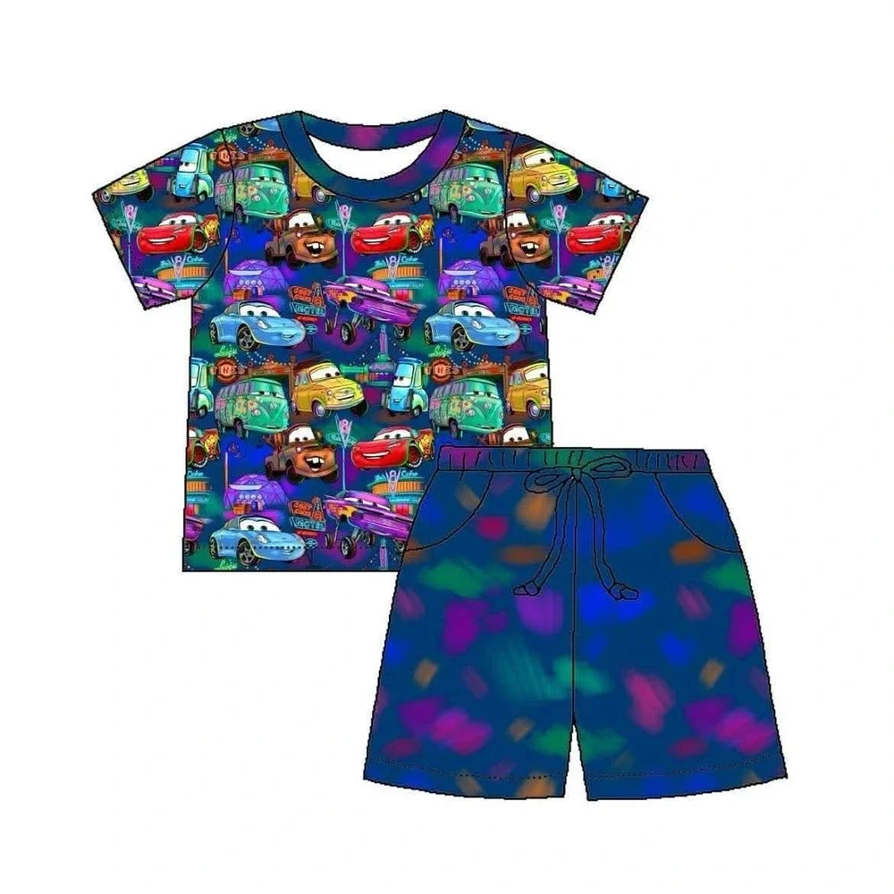 Serial Bamboo Neon Cars 12/18M Daywear Set NWT
